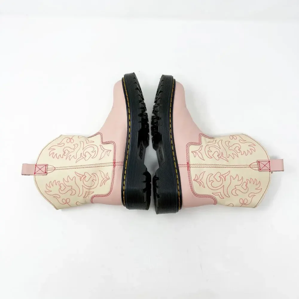 Dr. Martens Pink Leather Western Style Boots Girls Size 13 Pull On EUC